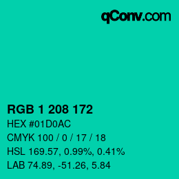 Color code: RGB 1 208 172 | qconv.com