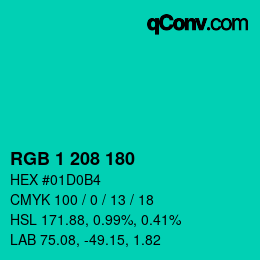 Color code: RGB 1 208 180 | qconv.com