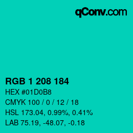 Color code: RGB 1 208 184 | qconv.com