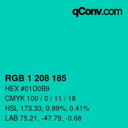 Farbcode: RGB 1 208 185 | qconv.com