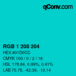 Color code: RGB 1 208 204 | qconv.com