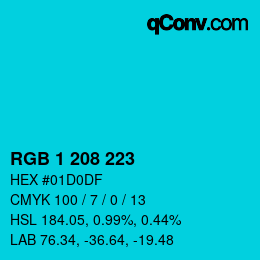 カラーコード: RGB 1 208 223 | qconv.com