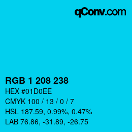 Color code: RGB 1 208 238 | qconv.com