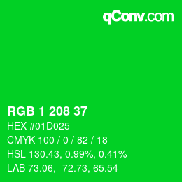 カラーコード: RGB 1 208 37 | qconv.com