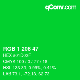 カラーコード: RGB 1 208 47 | qconv.com