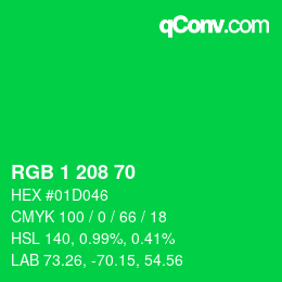 Color code: RGB 1 208 70 | qconv.com