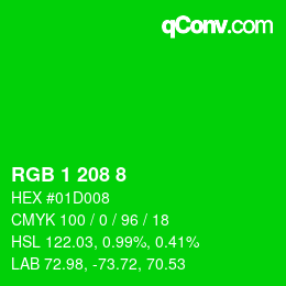 Color code: RGB 1 208 8 | qconv.com
