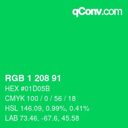 Color code: RGB 1 208 91 | qconv.com