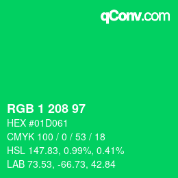 カラーコード: RGB 1 208 97 | qconv.com