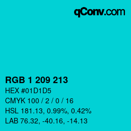 カラーコード: RGB 1 209 213 | qconv.com