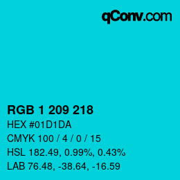 カラーコード: RGB 1 209 218 | qconv.com