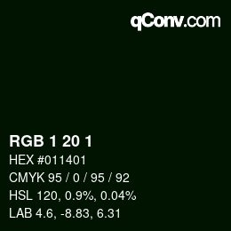 颜色代码: RGB 1 20 1 | qconv.com