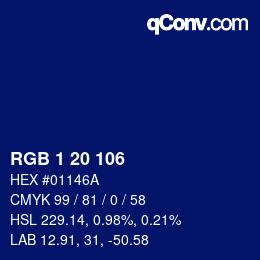 Color code: RGB 1 20 106 | qconv.com