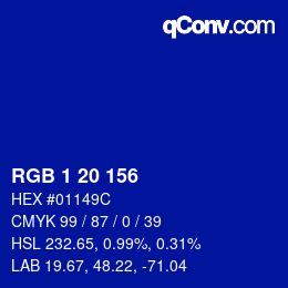 Código de color: RGB 1 20 156 | qconv.com