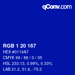Color code: RGB 1 20 167 | qconv.com