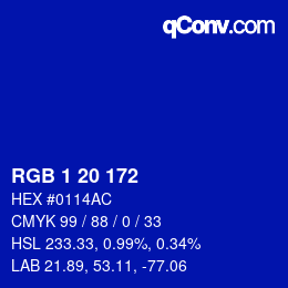 Color code: RGB 1 20 172 | qconv.com