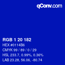 Color code: RGB 1 20 182 | qconv.com