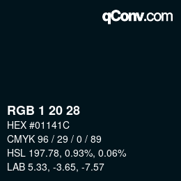 Color code: RGB 1 20 28 | qconv.com