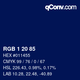 Color code: RGB 1 20 85 | qconv.com