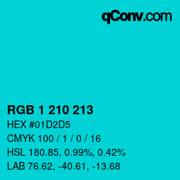 Color code: RGB 1 210 213 | qconv.com