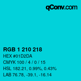 カラーコード: RGB 1 210 218 | qconv.com