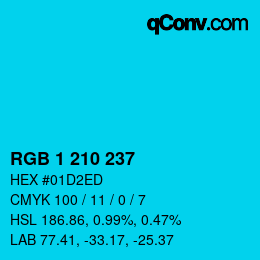Color code: RGB 1 210 237 | qconv.com