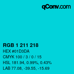 Color code: RGB 1 211 218 | qconv.com