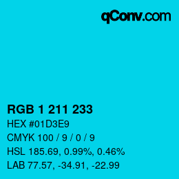 カラーコード: RGB 1 211 233 | qconv.com
