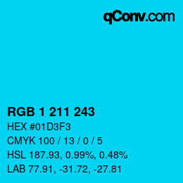 カラーコード: RGB 1 211 243 | qconv.com