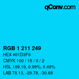 Farbcode: RGB 1 211 249 | qconv.com