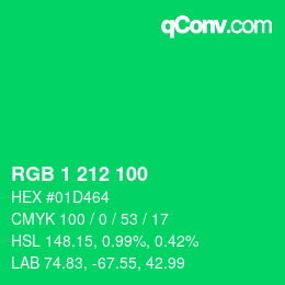Color code: RGB 1 212 100 | qconv.com