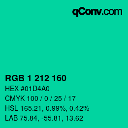 Color code: RGB 1 212 160 | qconv.com