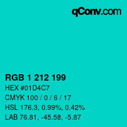 Color code: RGB 1 212 199 | qconv.com