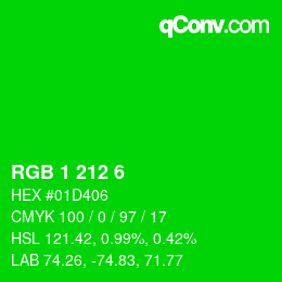 Color code: RGB 1 212 6 | qconv.com