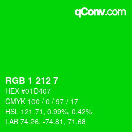 Color code: RGB 1 212 7 | qconv.com