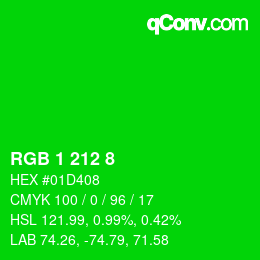 Farbcode: RGB 1 212 8 | qconv.com