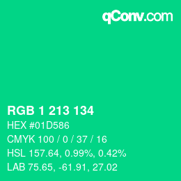カラーコード: RGB 1 213 134 | qconv.com