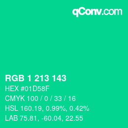カラーコード: RGB 1 213 143 | qconv.com