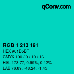 Color code: RGB 1 213 191 | qconv.com