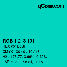 カラーコード: RGB 1 213 191 | qconv.com