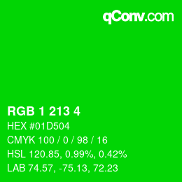 Color code: RGB 1 213 4 | qconv.com