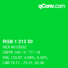 Color code: RGB 1 213 50 | qconv.com