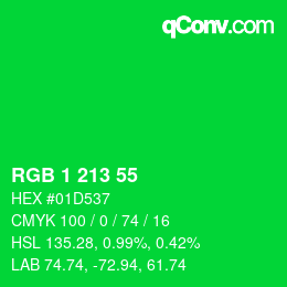 Color code: RGB 1 213 55 | qconv.com