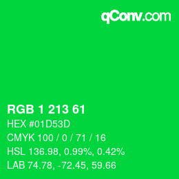 颜色代码: RGB 1 213 61 | qconv.com