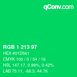Color code: RGB 1 213 97 | qconv.com