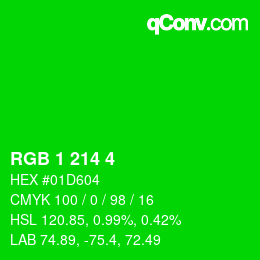 颜色代码: RGB 1 214 4 | qconv.com