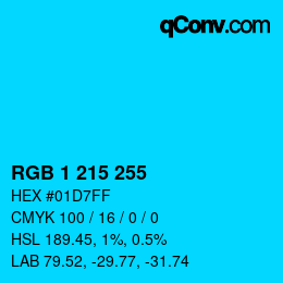 颜色代码: RGB 1 215 255 | qconv.com