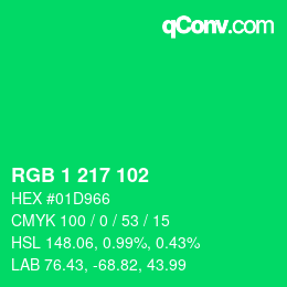 Color code: RGB 1 217 102 | qconv.com