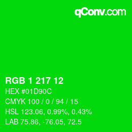 Color code: RGB 1 217 12 | qconv.com