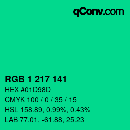 カラーコード: RGB 1 217 141 | qconv.com
